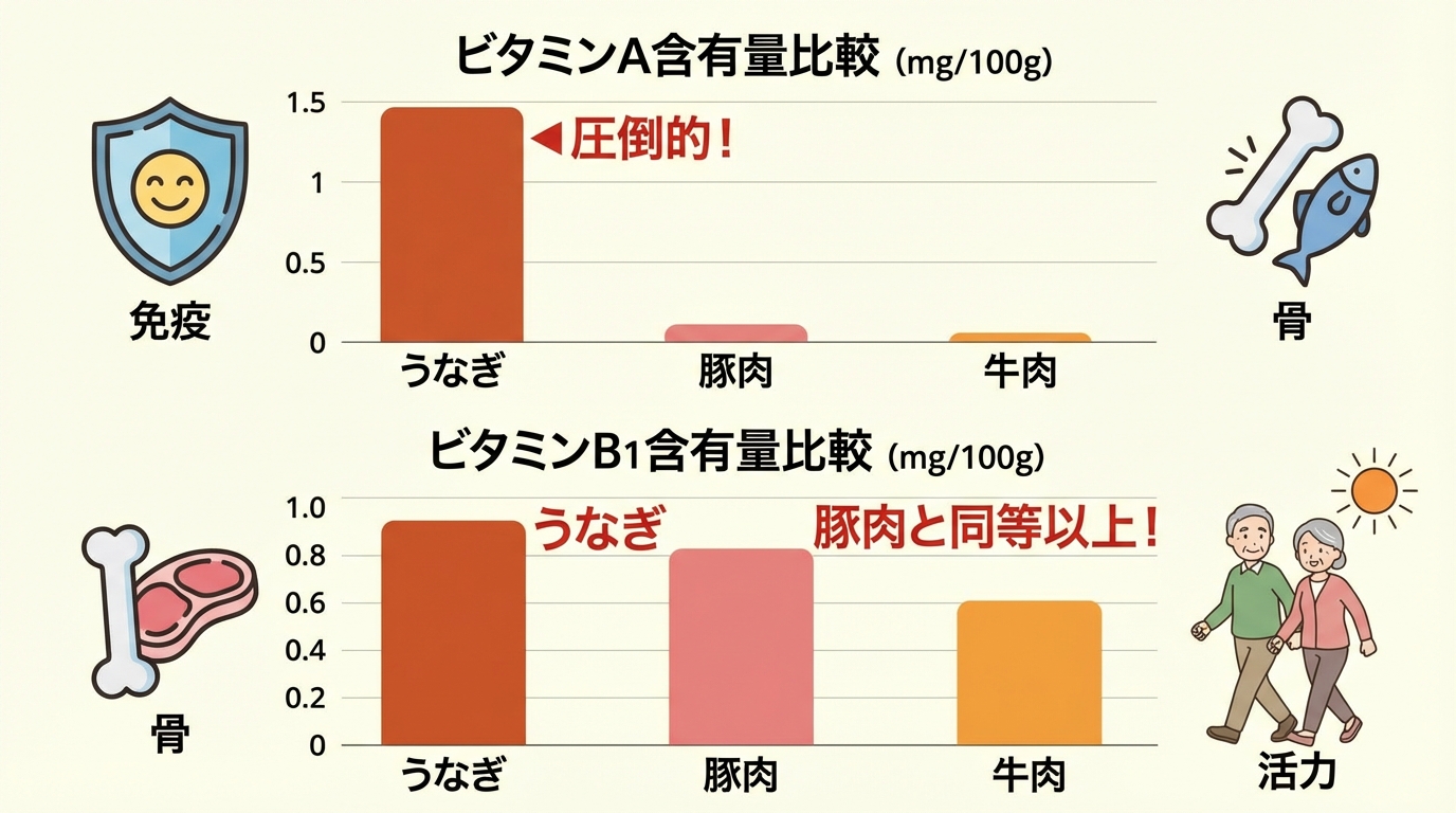 うなぎと他食材の栄養価比較