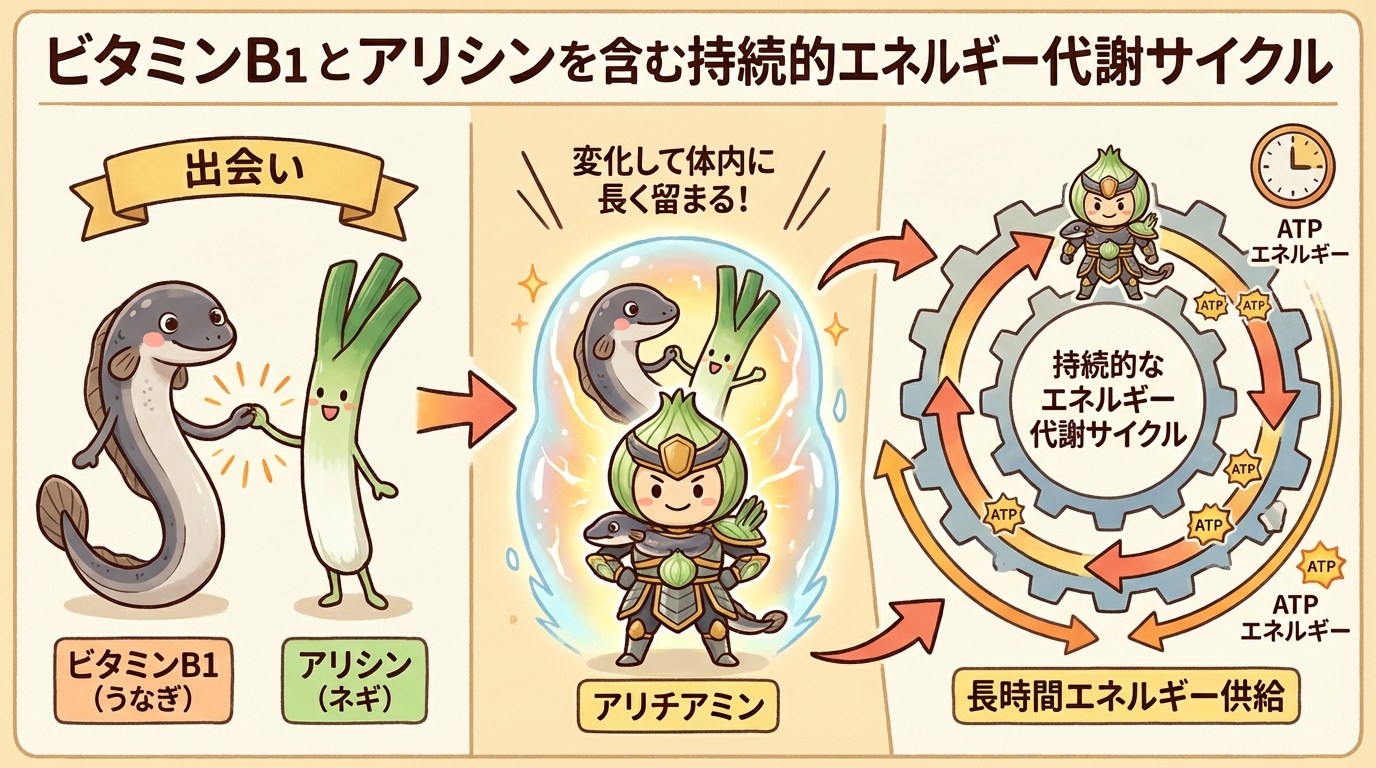 ビタミンB1とアリシンの相乗効果メカニズム