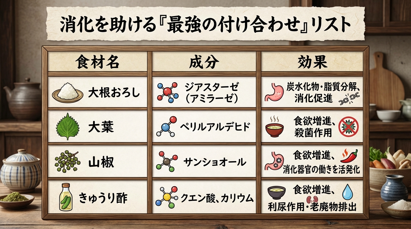 消化を助ける「最強の付け合わせ」リスト