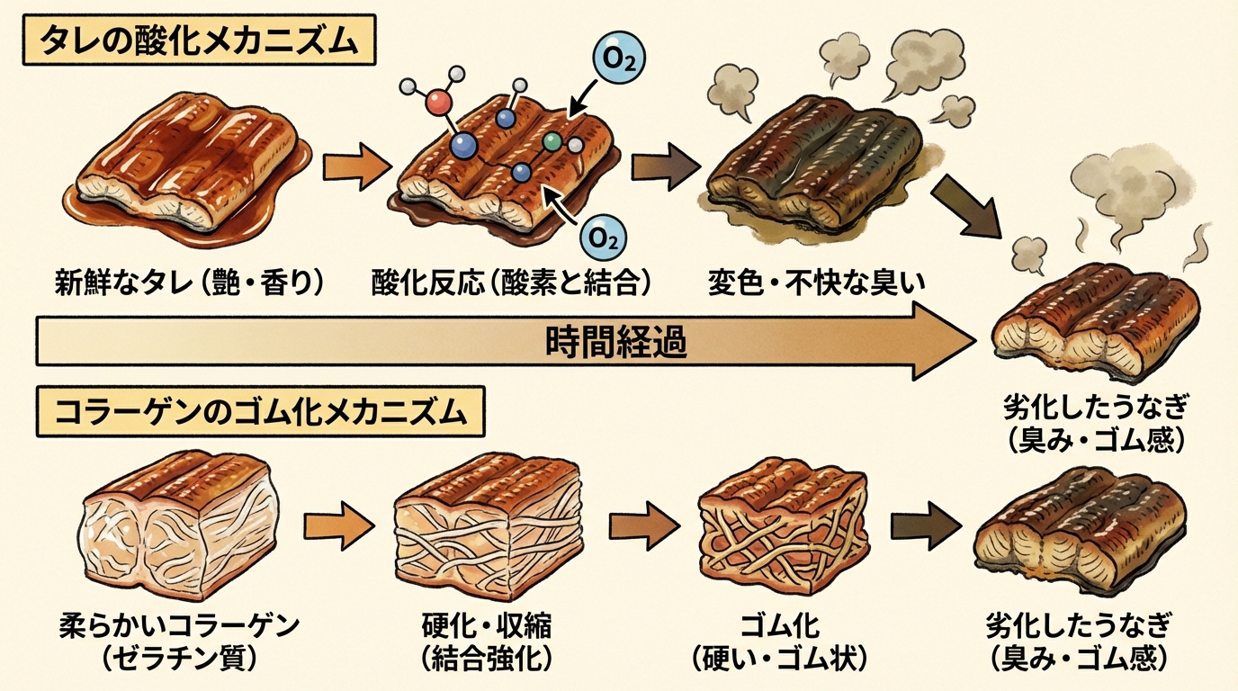 うなぎの劣化メカニズムの図解