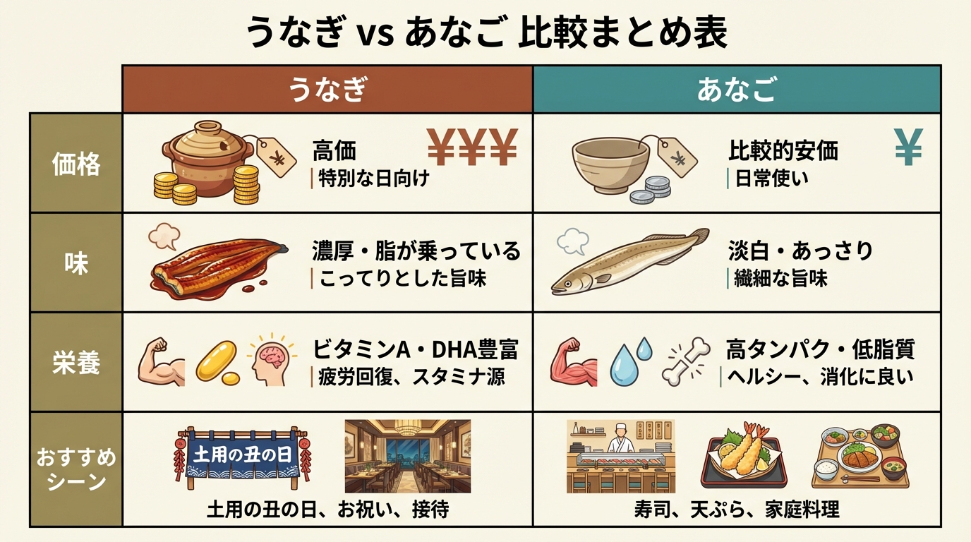 うなぎ vs あなご 賢い使い分けマトリクス
